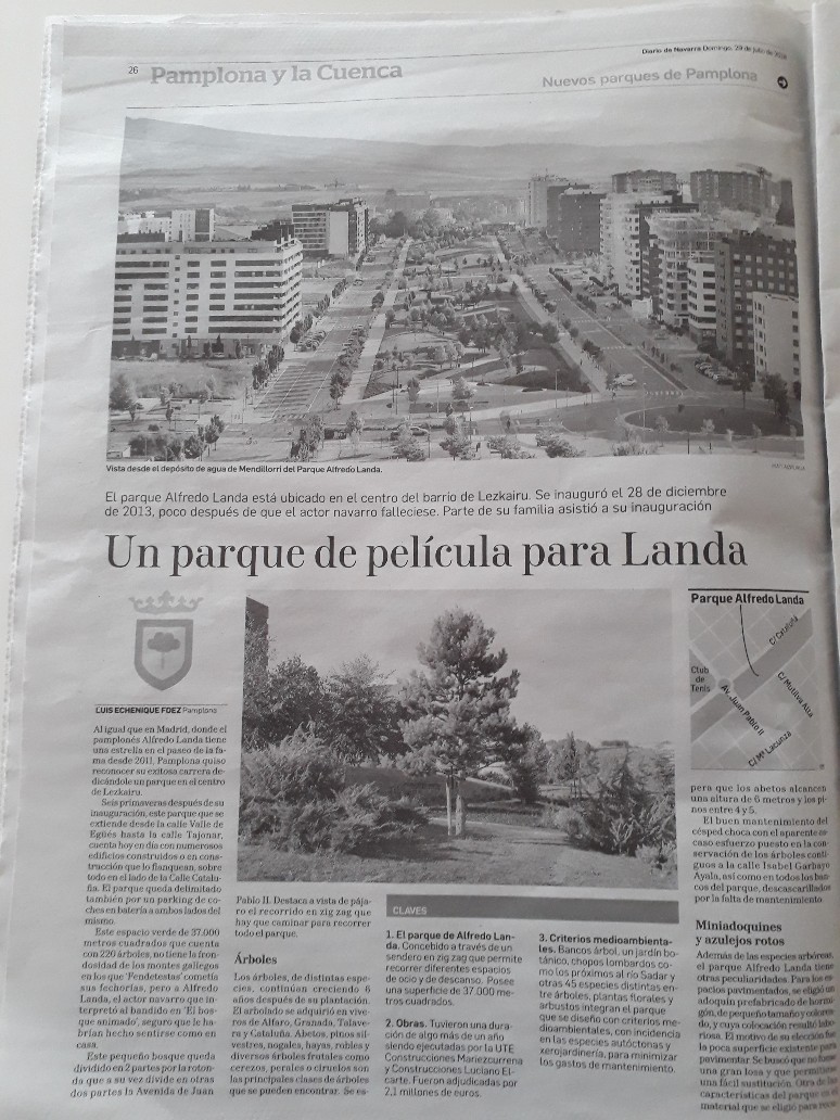 El parque Alfredo Landa en la prensa