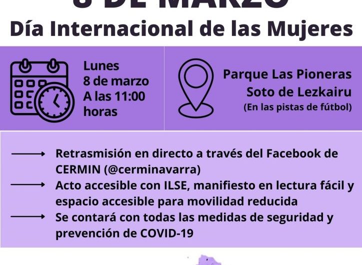 Concentración y lectura de manifiesto por el 8M en Plaza de las Pioneras, organizado por CERMIN Navarra