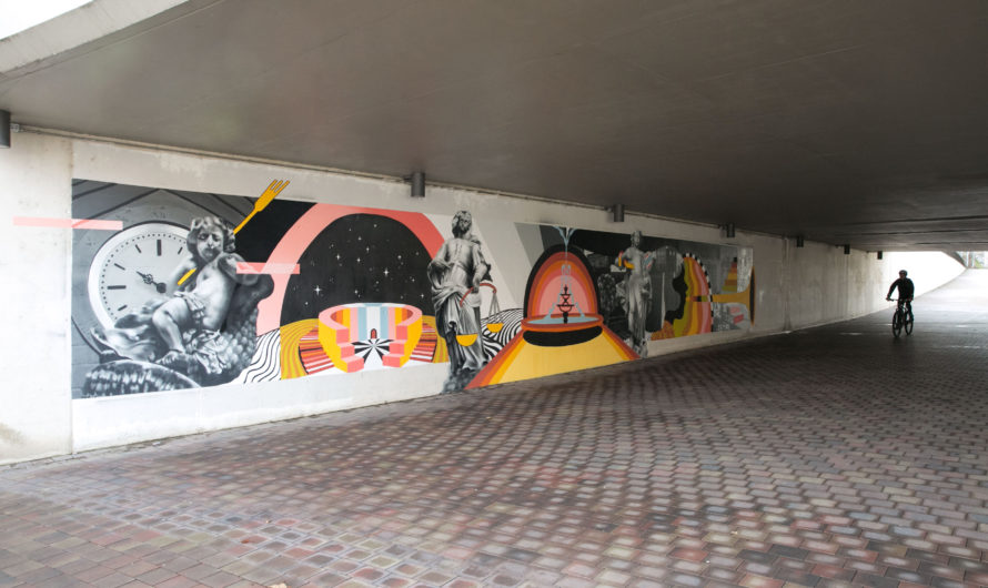 Un mural en el paso subterráneo de la rotonda de C/Tajonar con Avda. Cataluña