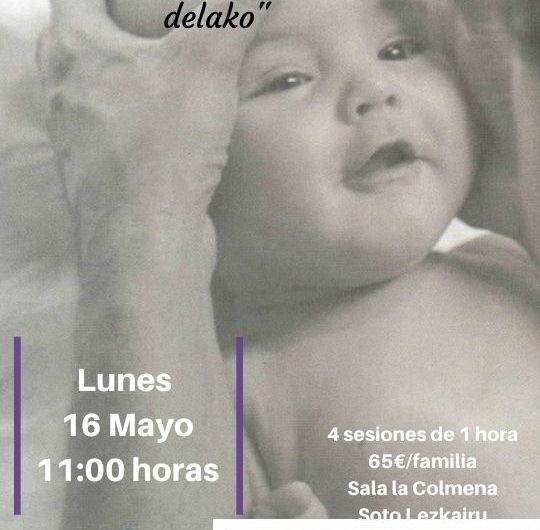 Taller de masaje infantil en La Colmena, organizado por Amatriuska