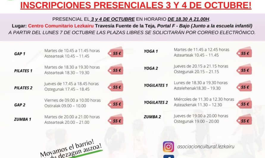 Actividades de la Asociación Cultural Lezkairu octubre-febrero