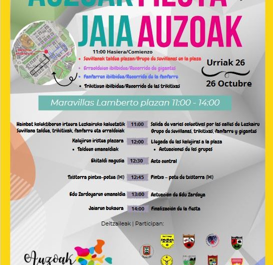 Actos festivos para el día 26 de octubre en Lezkairu