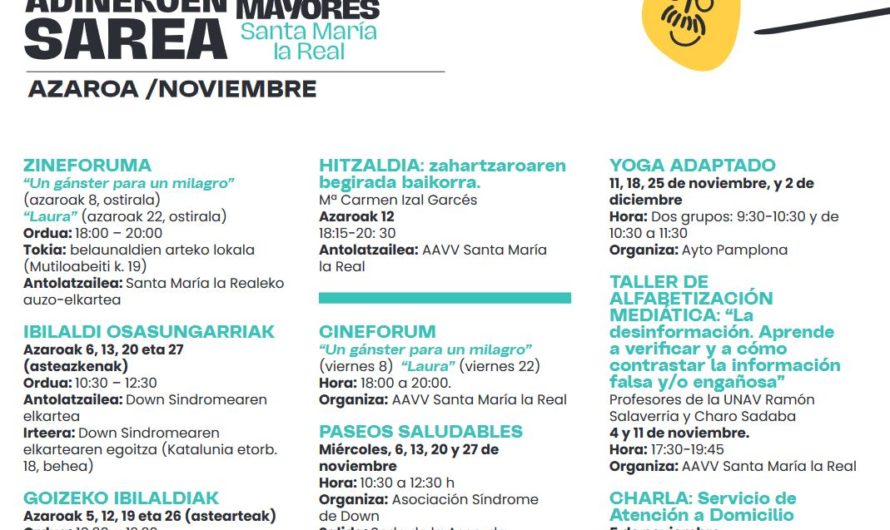 Red de mayores de Sta.María la Real: actividades para noviembre