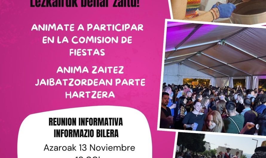 Reunión informativa de la Comisión de Fiestas de Lezkairu: 13 de noviembre