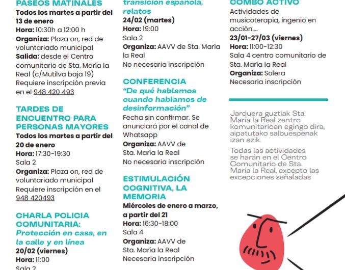 Actividades Red de Mayores: enero-marzo 2026